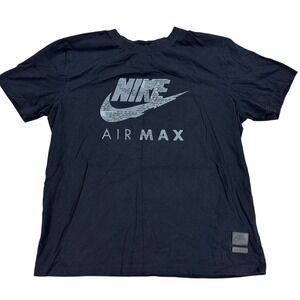 Nike Air Max T-Shirt Men's XL Black Graphic Print Short Sleeve Center Swoosh